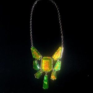 Big geometric green/ yellow necklace